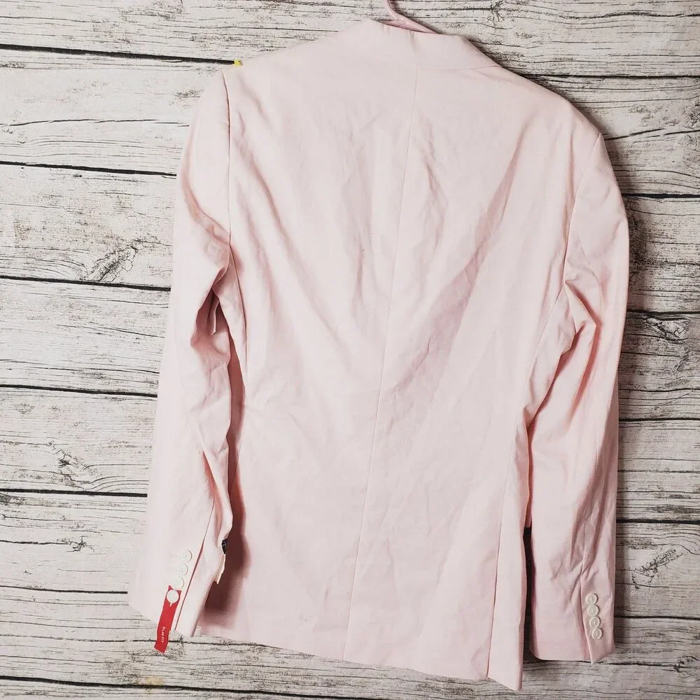 J Ferrar Blazer Men's 40L Slim Fit Neutral Pink Stretch One Button Coat Jacket